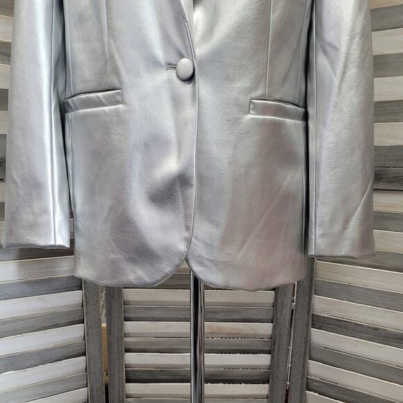 Women's Button Up Faux Leather Blazer Jacket | a new day | X Small - Picture 2 of 12